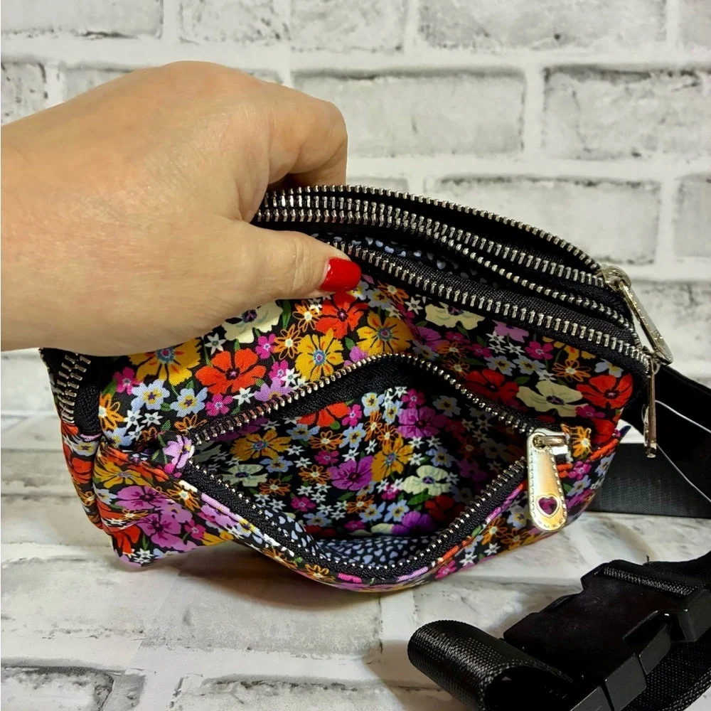 Brighton Painted Poppies Belt Bag NWT